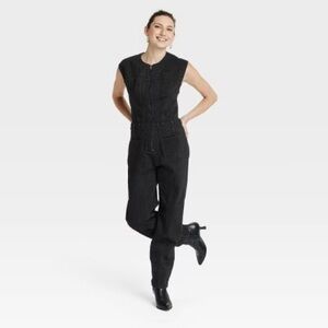 Universal Thread Black Sleeveless Utility Jumpsuit Size 6 NWT